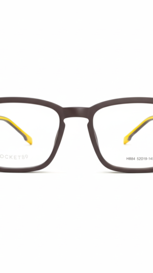 Armação de Óculos Rocket H884 C6 - Matte Brown & Neon Yellow