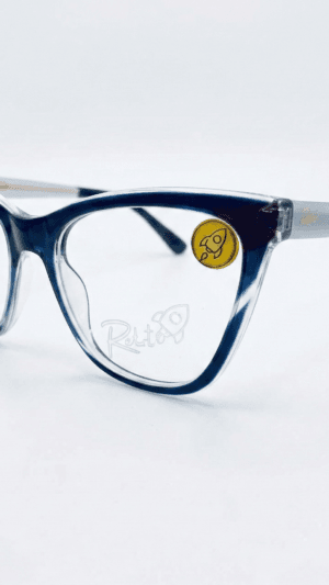Armação de Óculos Feminino Rocket Gatinho - Azul Degradê com Hastes Luxo