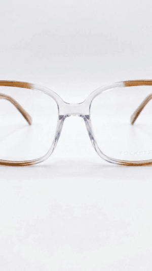 Armação de Óculos Feminino Rocket Estilo Clean - Degradê Caramelo e Cristal