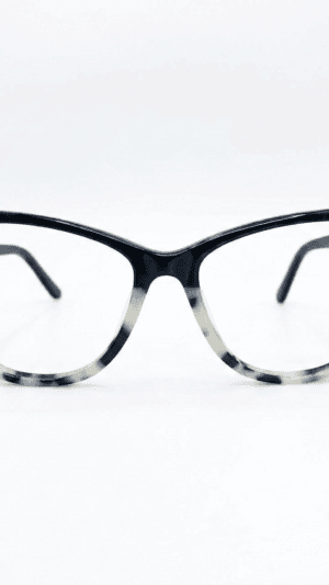 Armação de Óculos Feminino Rocket Cat-Eye - Preto com Detalhe Oncinha White