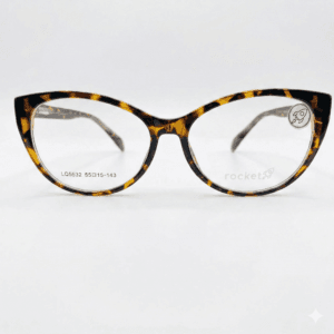 Armação de Óculos Feminino Rocket Gatinho - Oncinha com Destaque Dourado