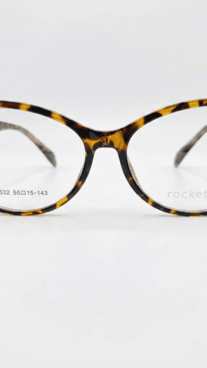 Armação de Óculos Feminino Rocket Gatinho - Oncinha com Destaque Dourado