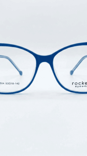 Armação de Óculos Feminino Rocket Gatinho - Azul Royal com Brilho Silver