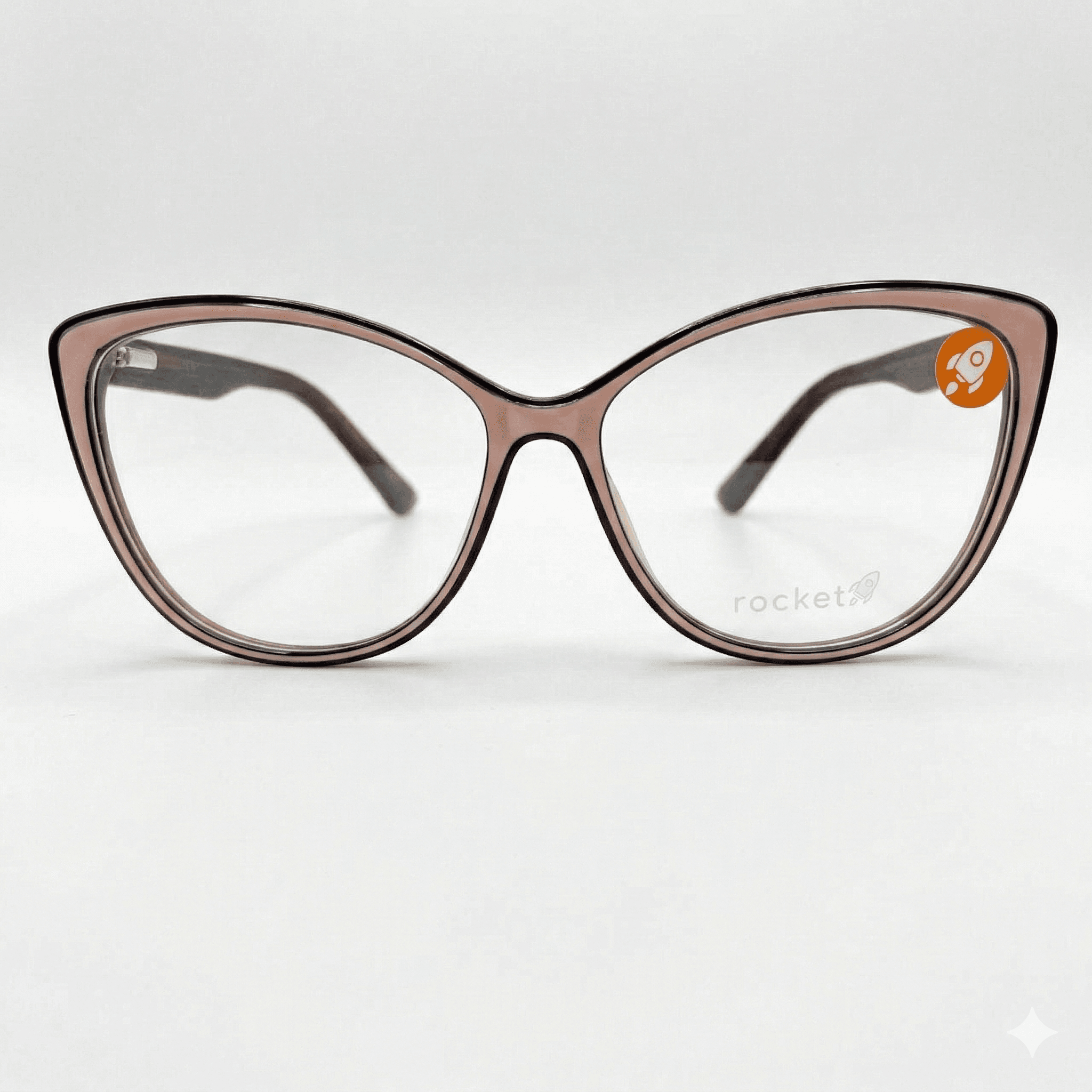 Armação de Óculos Feminino Rocket Gatinho - Marrom com Rosa Delicado