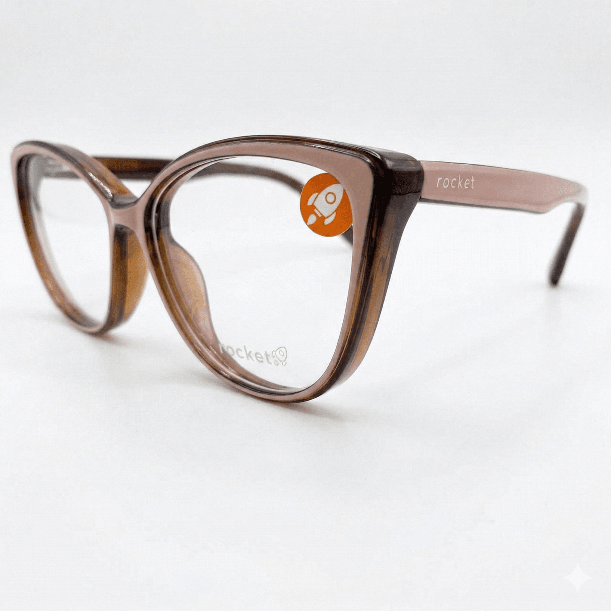Armação de Óculos Feminino Rocket Gatinho - Marrom com Rosa Delicado - Imagem 2