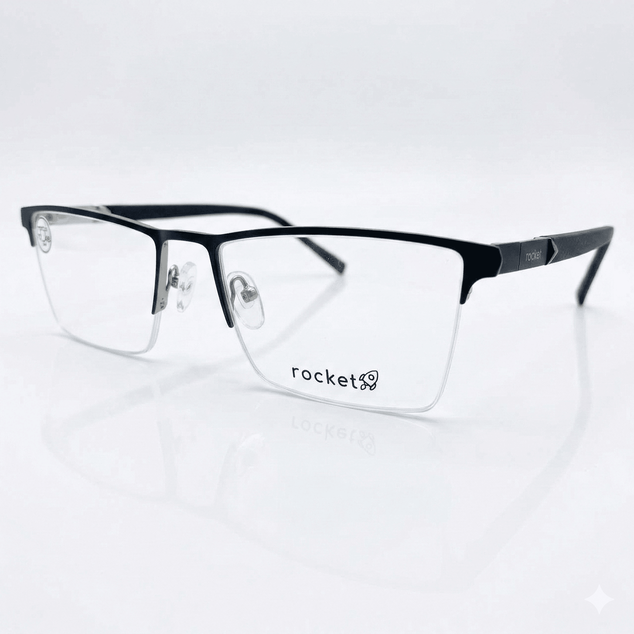 Armação de Óculos Masculina Rocket Estilo Executivo - Preto Fosco (Fio de Nylon) - Imagem 2