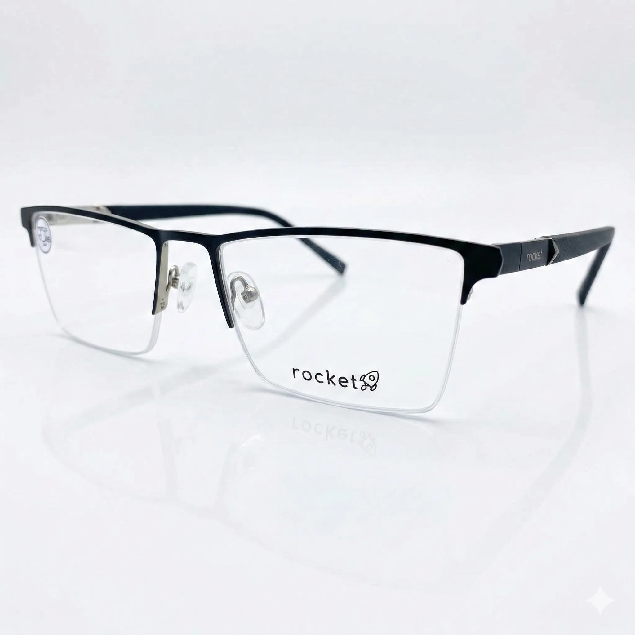 Armação de Óculos Masculina Rocket Estilo Executivo - Preto Fosco (Fio de Nylon) - Imagem 2