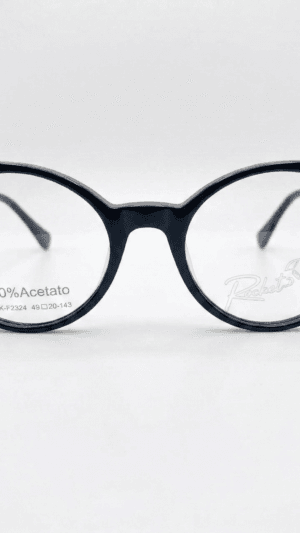 Armação de Óculos Feminino Rocket Fashion - Preto com Detalhe Xadrez e Vermelho