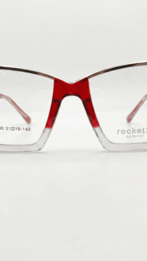 Armação de Óculos Feminino Rocket Moderno - Vermelho Degradê com Dourado