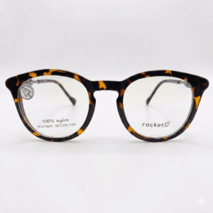 Armação de Óculos Unissex Rocket Retrô - Tartaruga com Hastes em Grafite