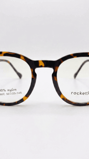 Armação de Óculos Unissex Rocket Retrô - Tartaruga com Hastes em Grafite