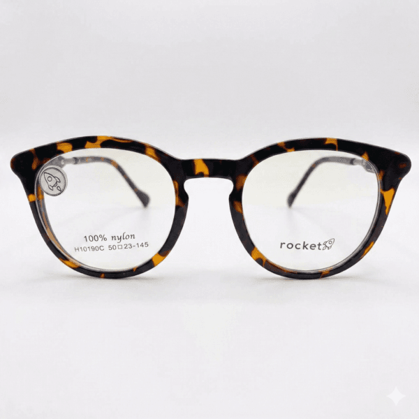 Armação de Óculos Unissex Rocket Retrô - Tartaruga com Hastes em Grafite