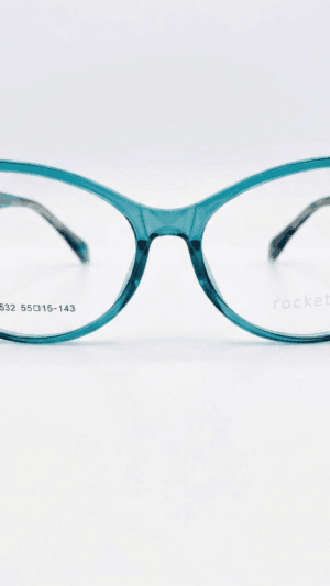 Armação de Óculos Feminino Rocket Gatinho - Turquesa com Detalhe Oncinha