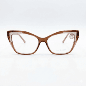 Armação de Óculos Feminina Rocket Gatinho - Nude Rosado com Detalhes Geométricos