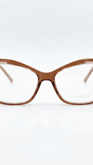 Armação de Óculos Feminina Rocket Gatinho - Nude Rosado com Detalhes Geométricos