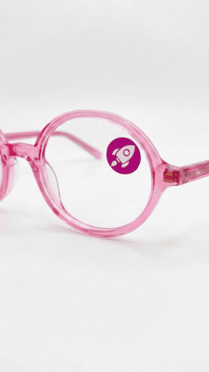 Armação de Óculos Infantil Rocket Kids - Redondinho Rosa Cristal